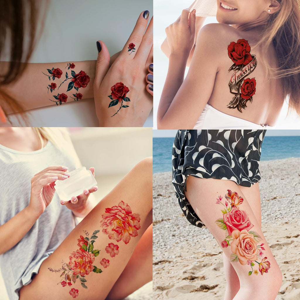 Instructions and variety display of Zomme temporary tattoo set