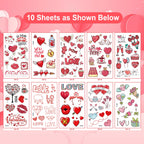 Close up of Valentine themed heart temporary tattoos
