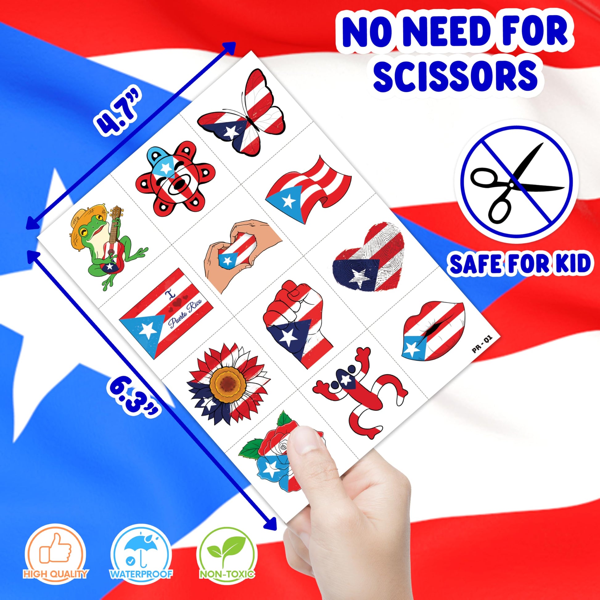 Kids wearing Puerto Rico flag decorative body stickers