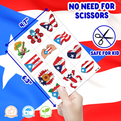Kids wearing Puerto Rico flag decorative body stickers