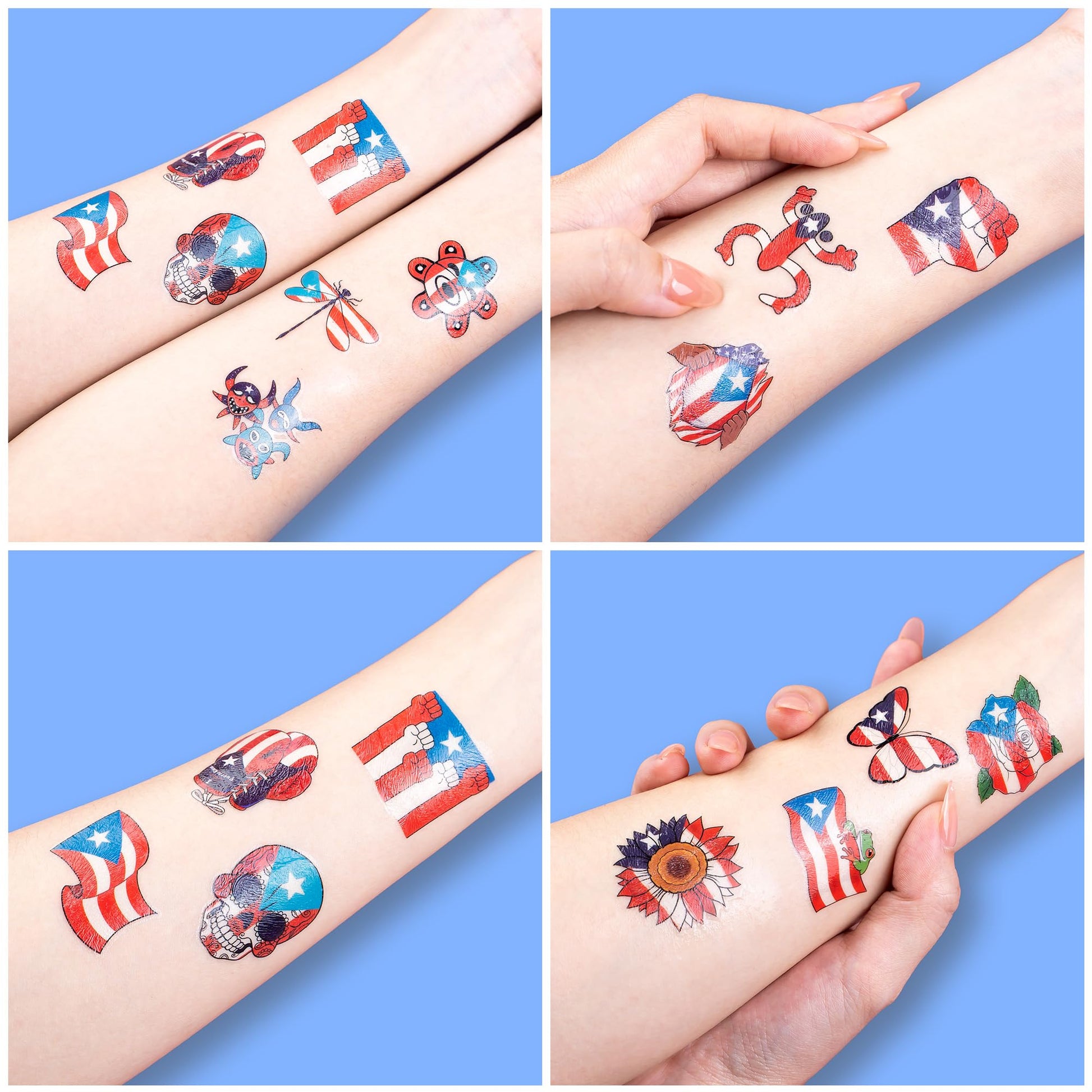 Detailed view of individual Puerto Rico flag sticker sheets