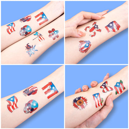 Detailed view of individual Puerto Rico flag sticker sheets