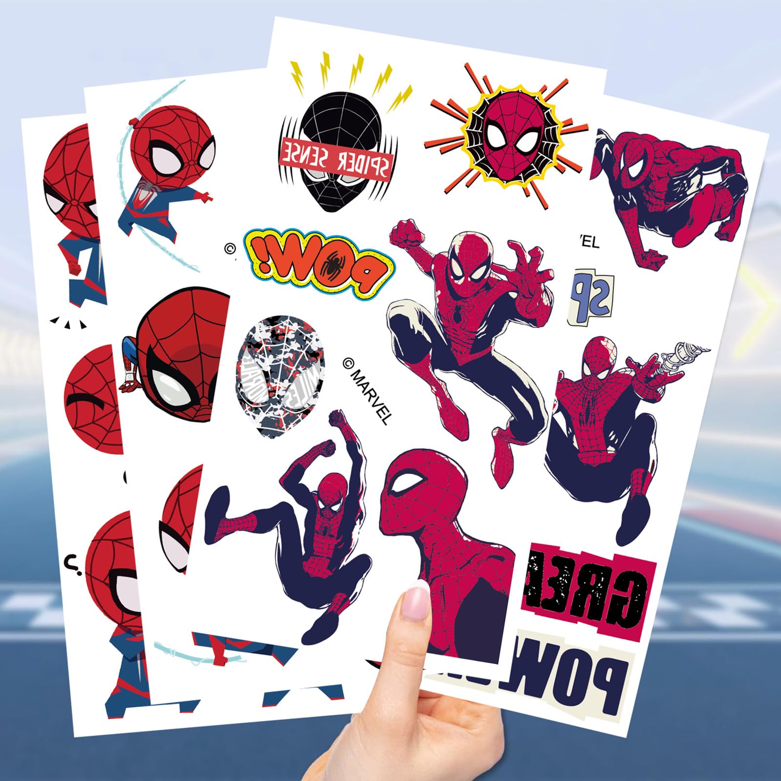 Full collection of 10 sheets Spiderman cartoon stickers