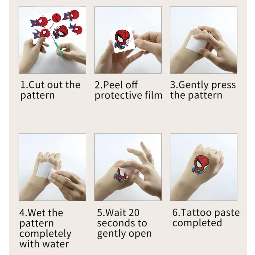 Assorted superhero tattoo designs for birthday decoration