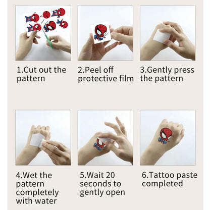 Assorted superhero tattoo designs for birthday decoration
