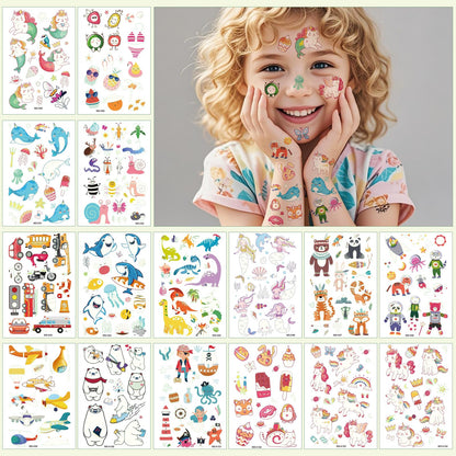 Collection of 16 sheets of mixed style glow party tattoos
