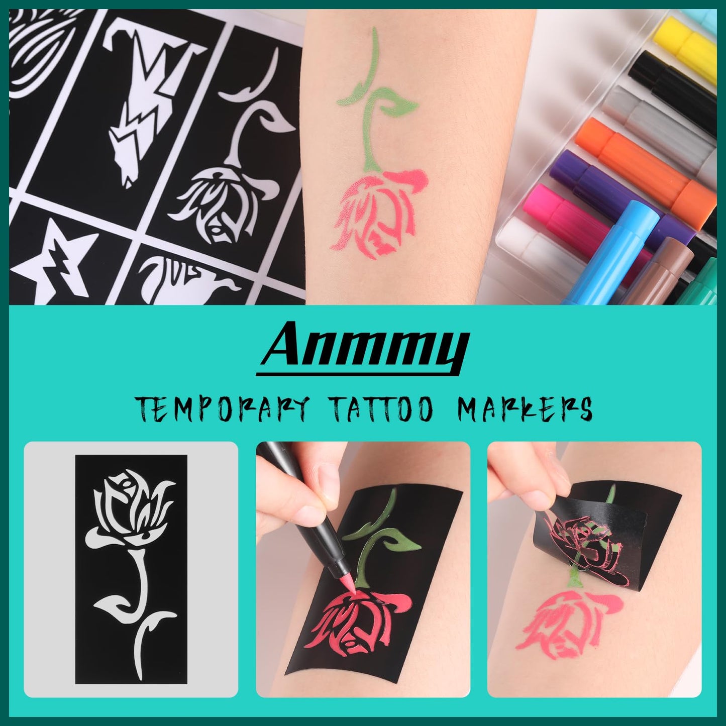 Anmmy body markers set showing vibrant colors and packaging