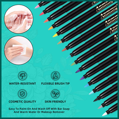 Close up of flexible brush tip Anmmy tattoo markers