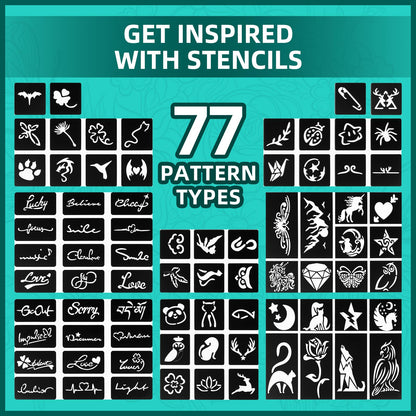 Variety of large tattoo stencils included in Anmmy kit