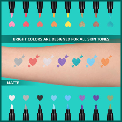Child applying temporary tattoo using Anmmy markers and stencil
