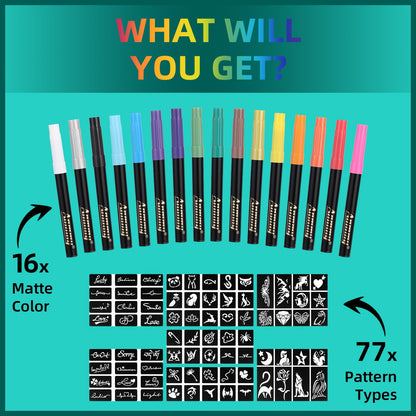 Swatch test of Anmmy temporary tattoo marker colors on skin