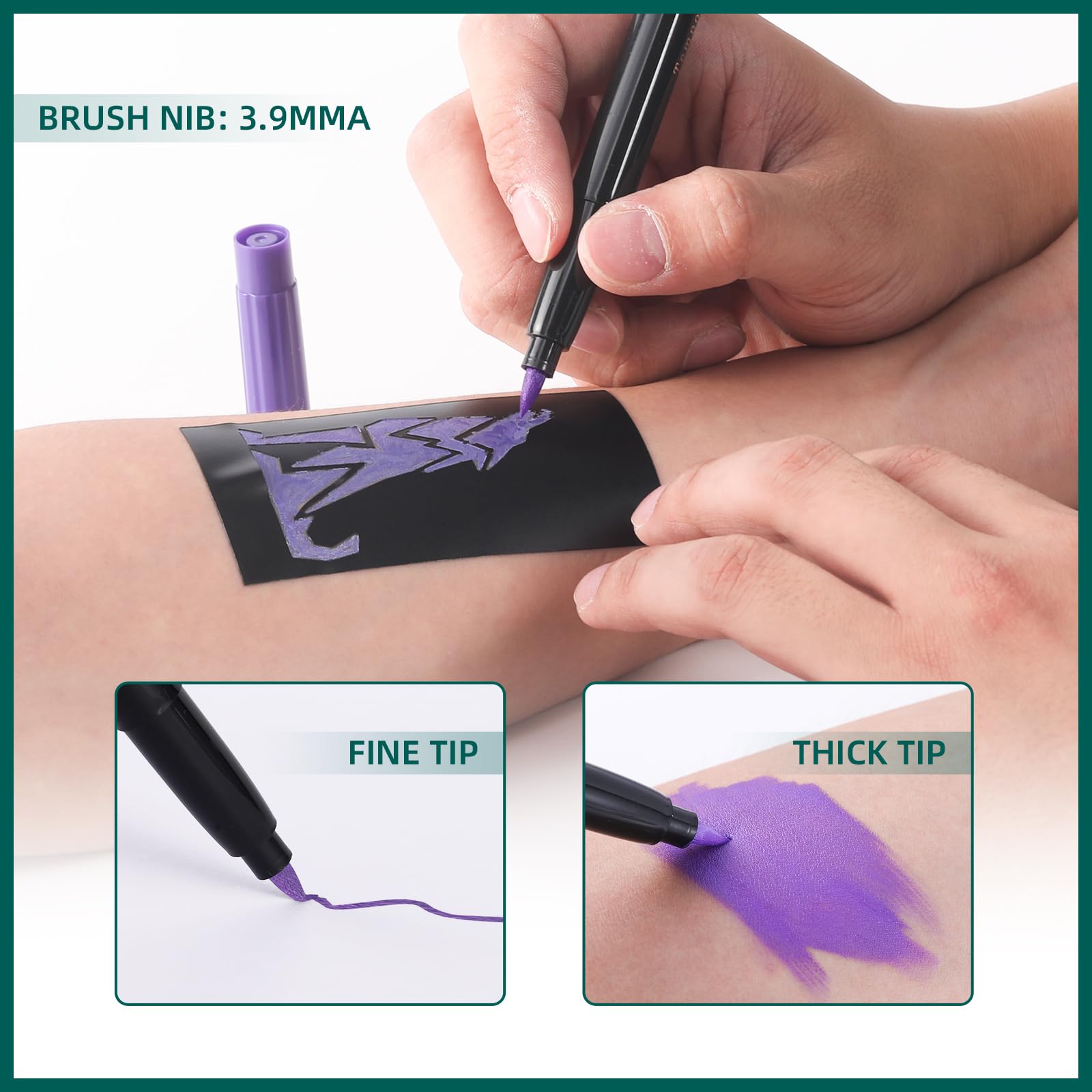 Full contents of Anmmy temporary tattoo markers and stencil set