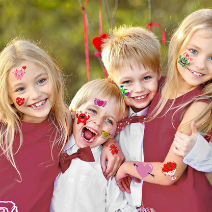 Kids enjoying heart and kiss monster tattoo designs