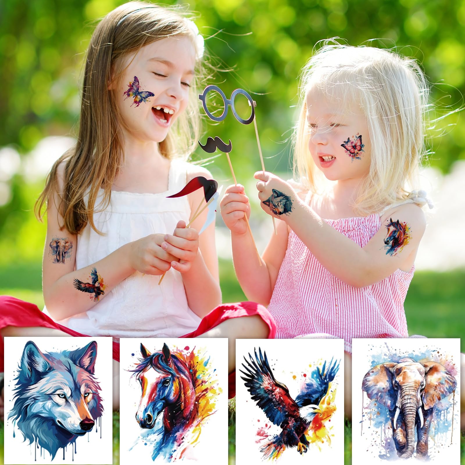 Thirty sheets of assorted animal design temporary tattoos