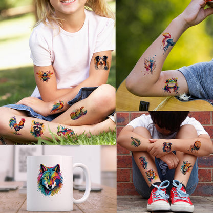 Educational party favor animal tattoo stickers for boys and girls