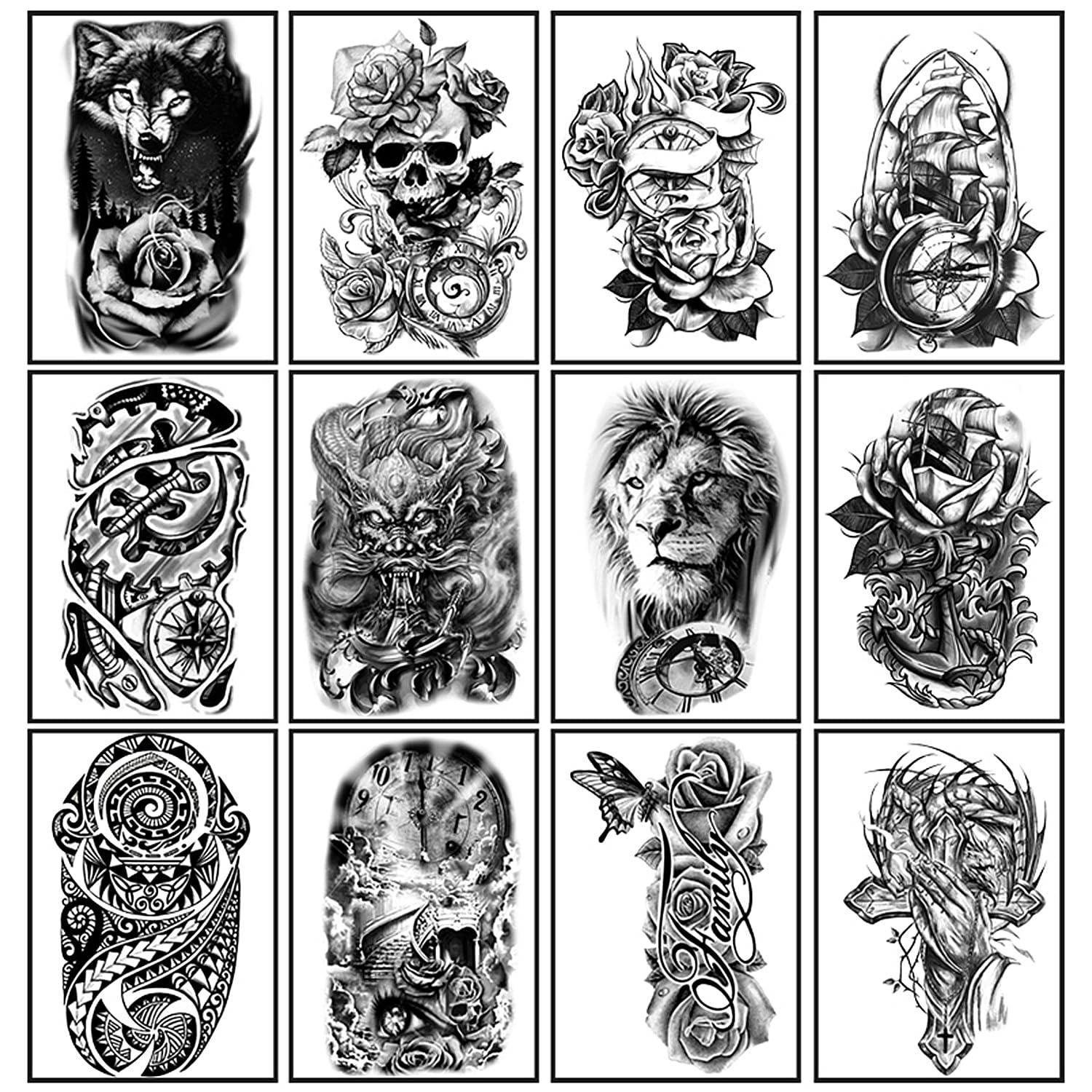 Detailed view of Yazhiji large half-arm temporary tattoo sheet