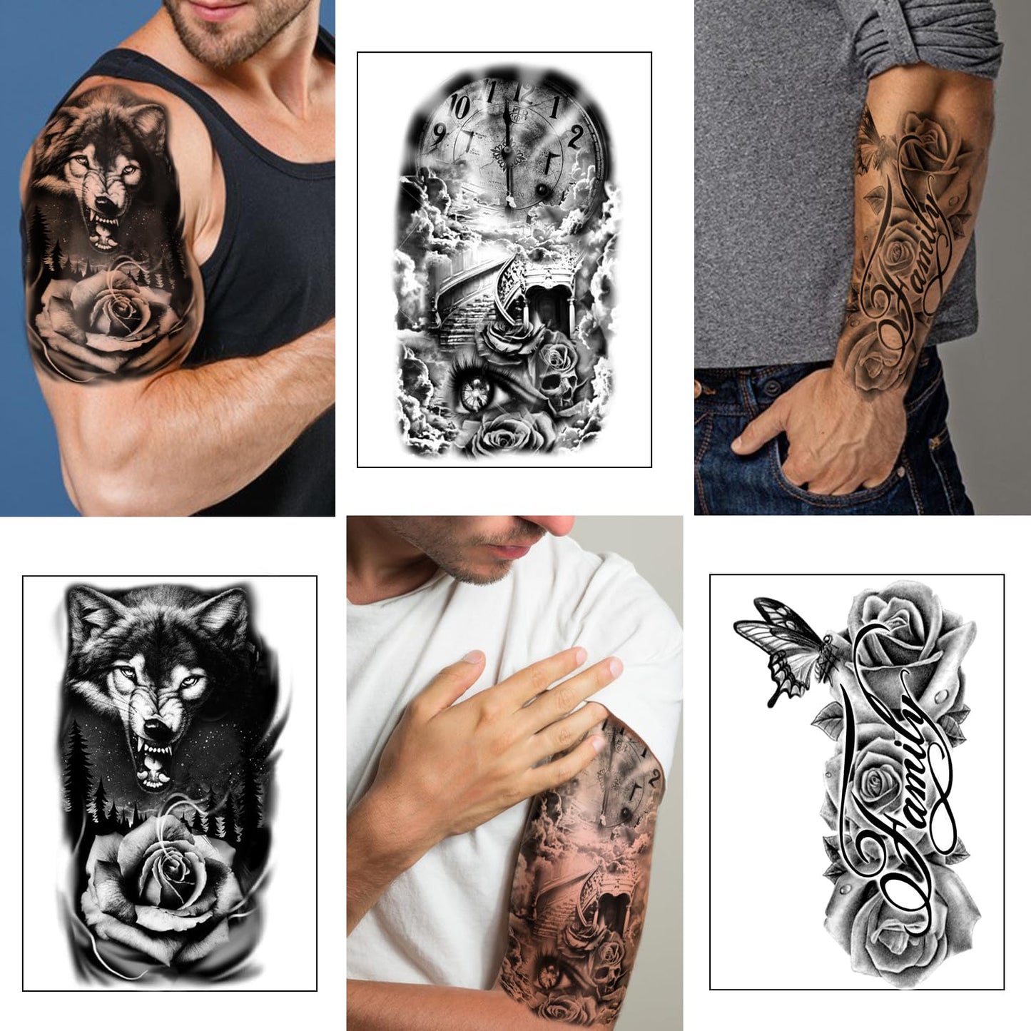 Variety of Yazhiji black ink tribal and animal tattoo designs