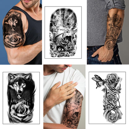 Variety of Yazhiji black ink tribal and animal tattoo designs