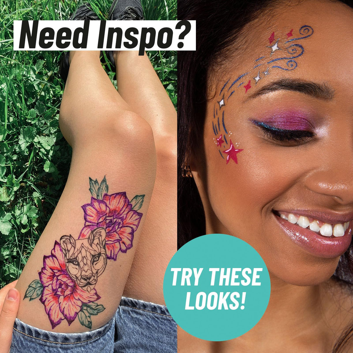Close up of skin-safe Bodymark ink being used for designs