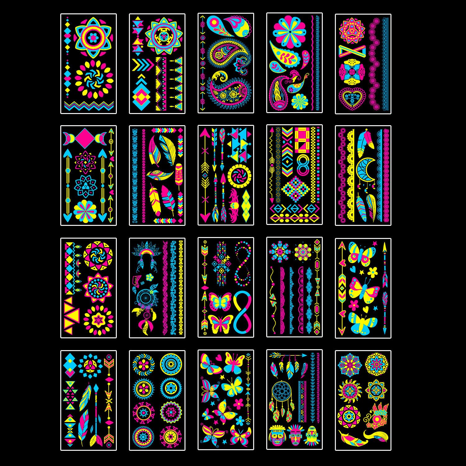 Vicloon brand packaging for 170 pieces of party glow tattoos