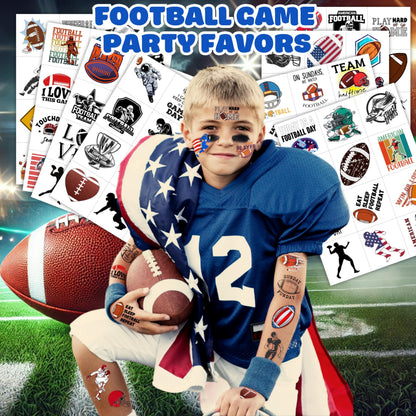 Close up of American football theme tattoo designs on sheet