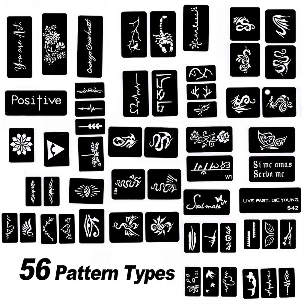 Assorted designs from Hawink temporary tattoo stencil set