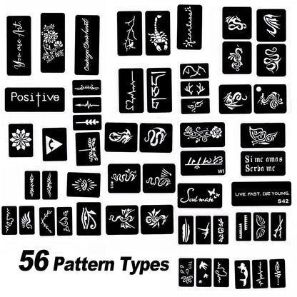 Assorted designs from Hawink temporary tattoo stencil set