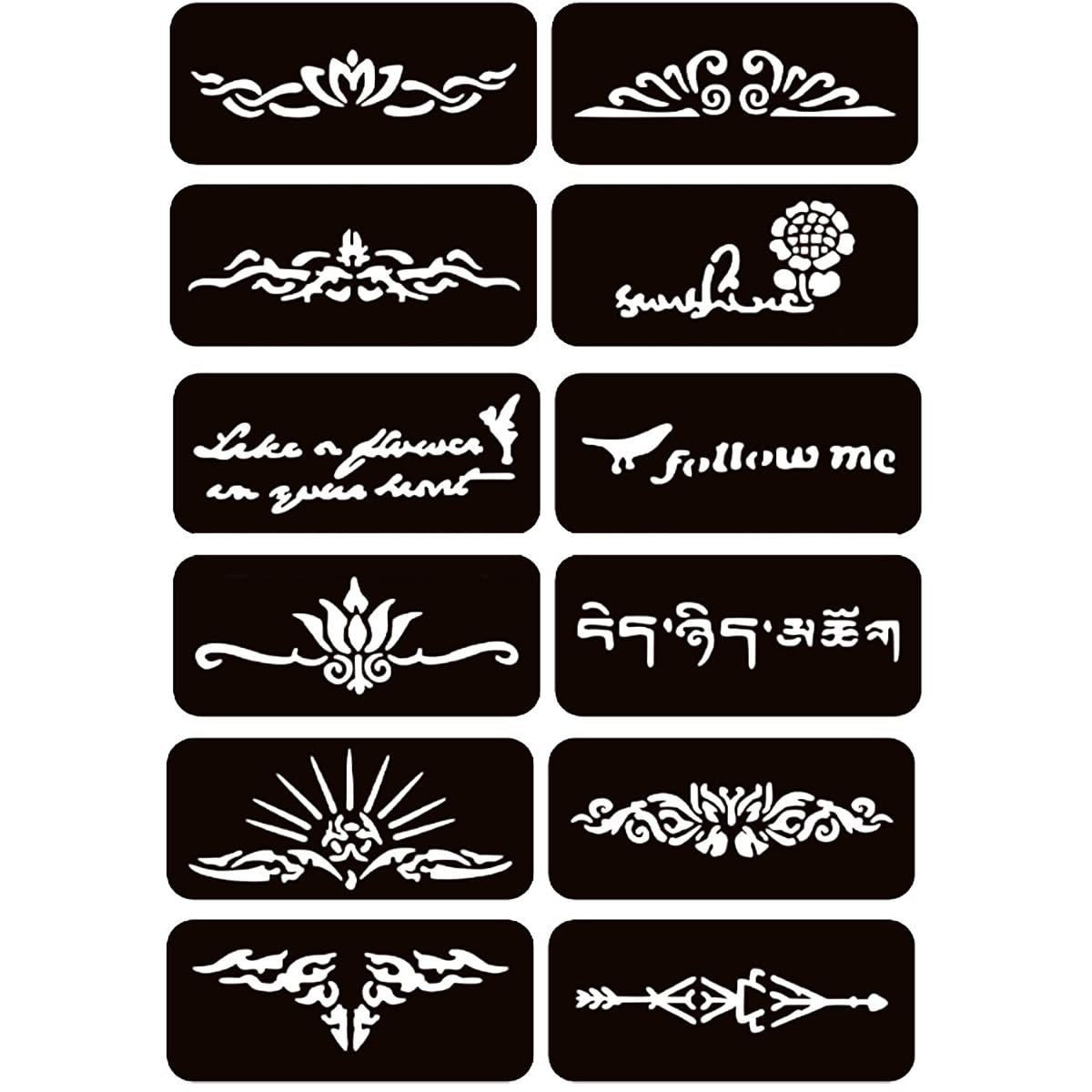 Examples of temporary tattoo patterns created with Moricher kit