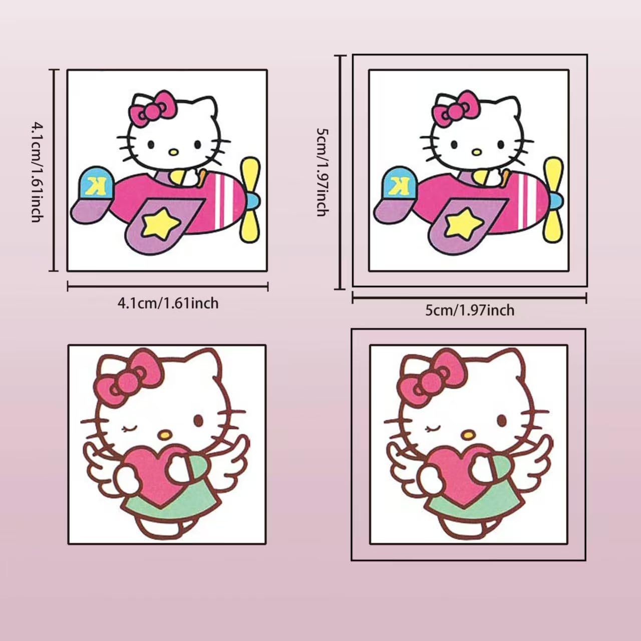 Variety of cartoon Hello Kitty tattoo designs on sheets