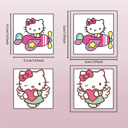 Variety of cartoon Hello Kitty tattoo designs on sheets
