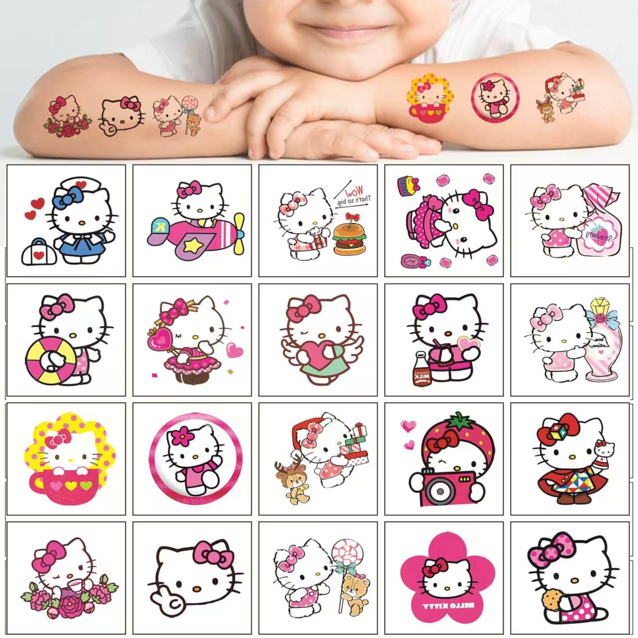 Close up of Hello Kitty sticker illustration for kids