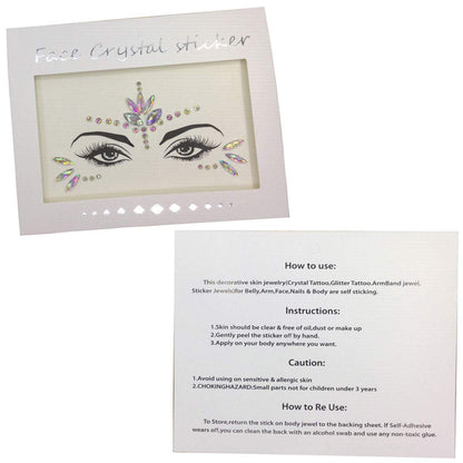 Close up of Wuios self-adhesive mermaid face crystals
