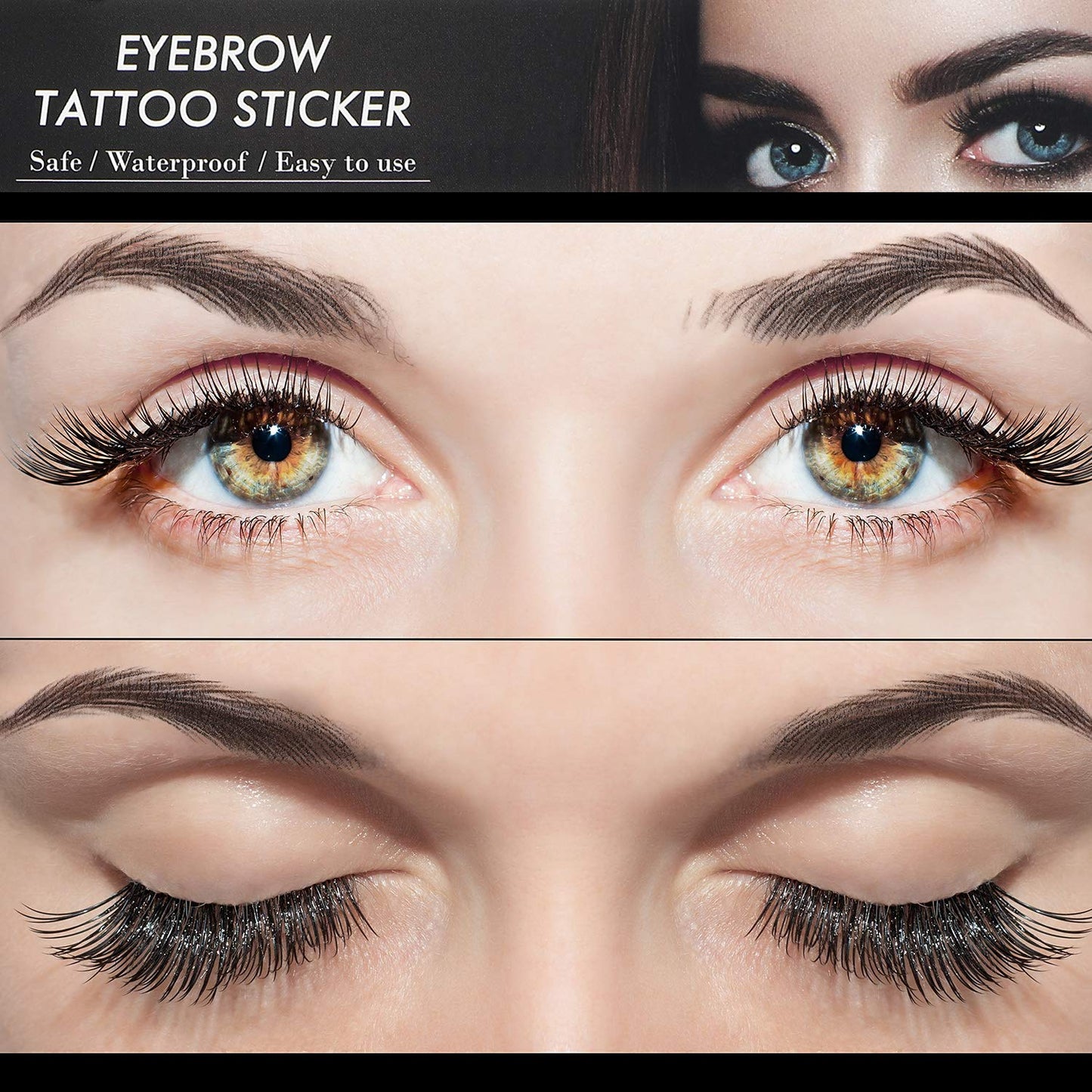 Six sheets of waterproof grooming and shaping eyebrow stickers