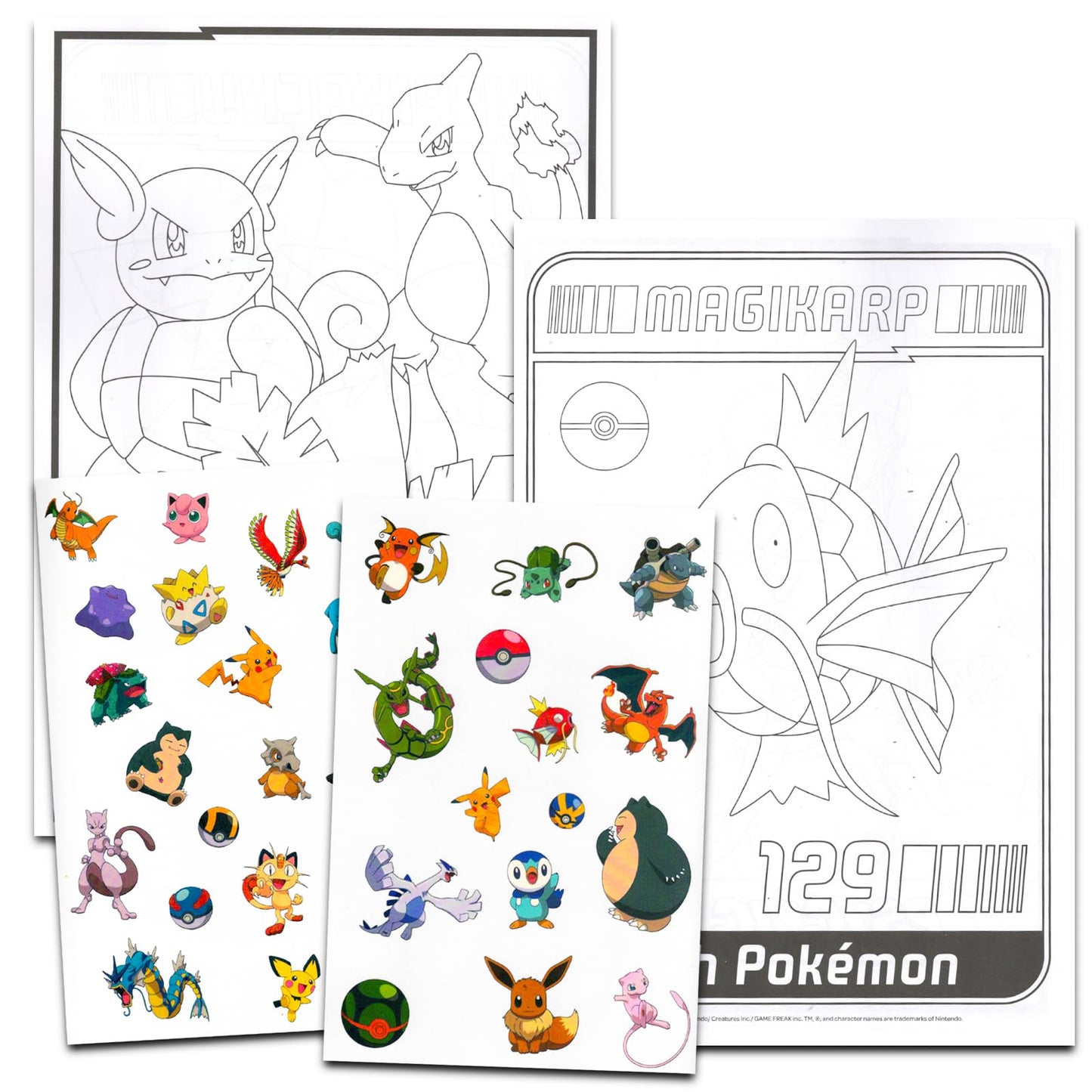 Close up of Pokemon temporary tattoo character designs