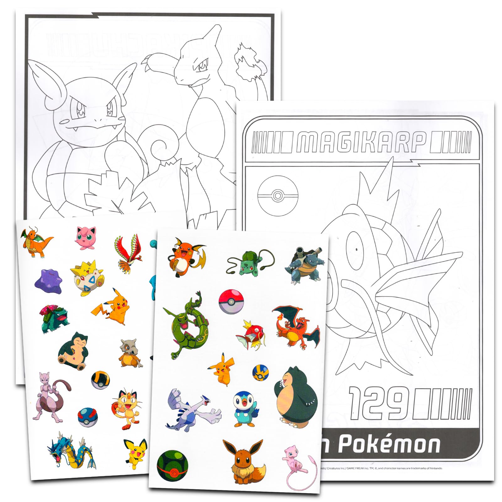 Close up of Pokemon temporary tattoo character designs