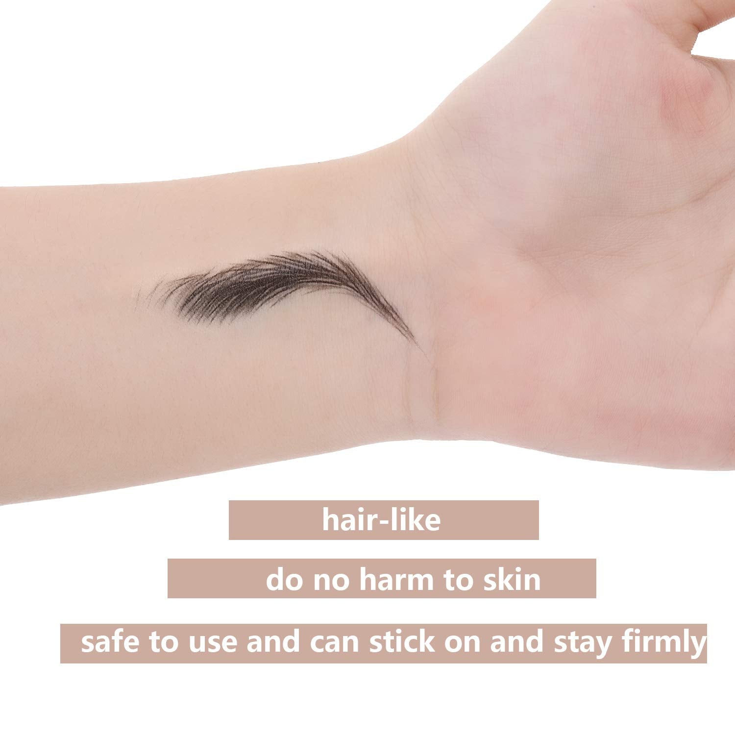 Detailed view of hair-like brow tattoo design on white background