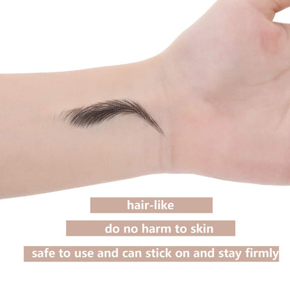 Detailed view of hair-like brow tattoo design on white background
