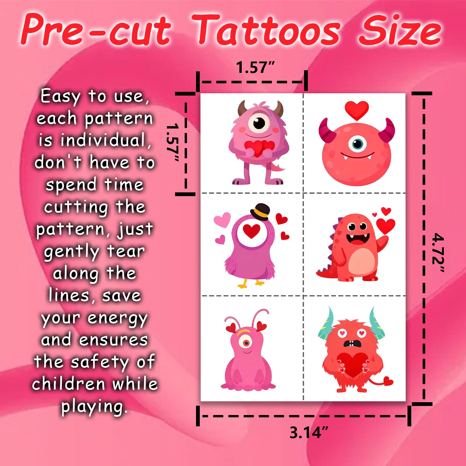 Individually wrapped tattoo sheets in a clear pile for party favor planning.