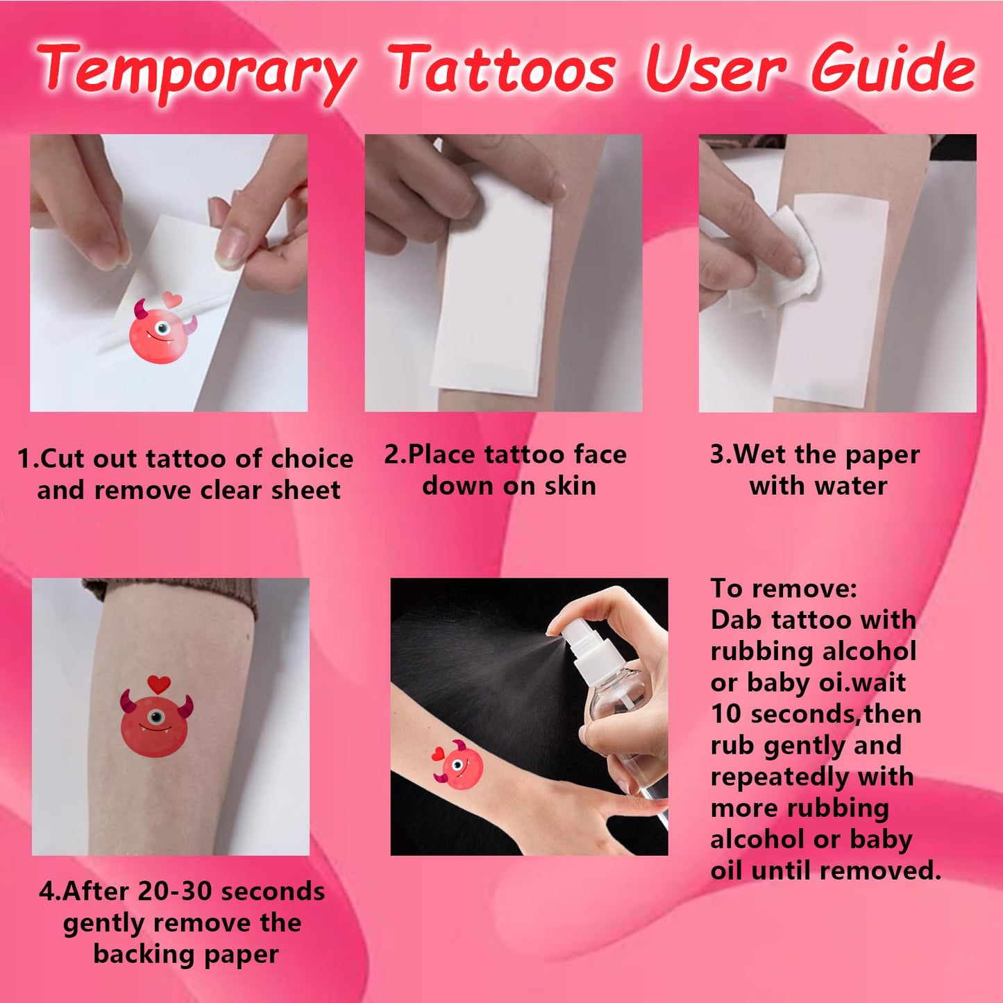 Child demonstrating the easy application of a monster temporary tattoo on arm.