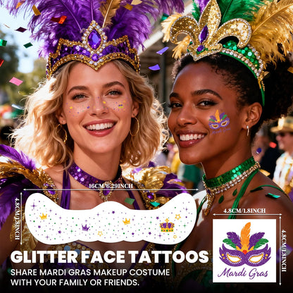 Emome glitter faux freckle stickers on a model face for carnival makeup