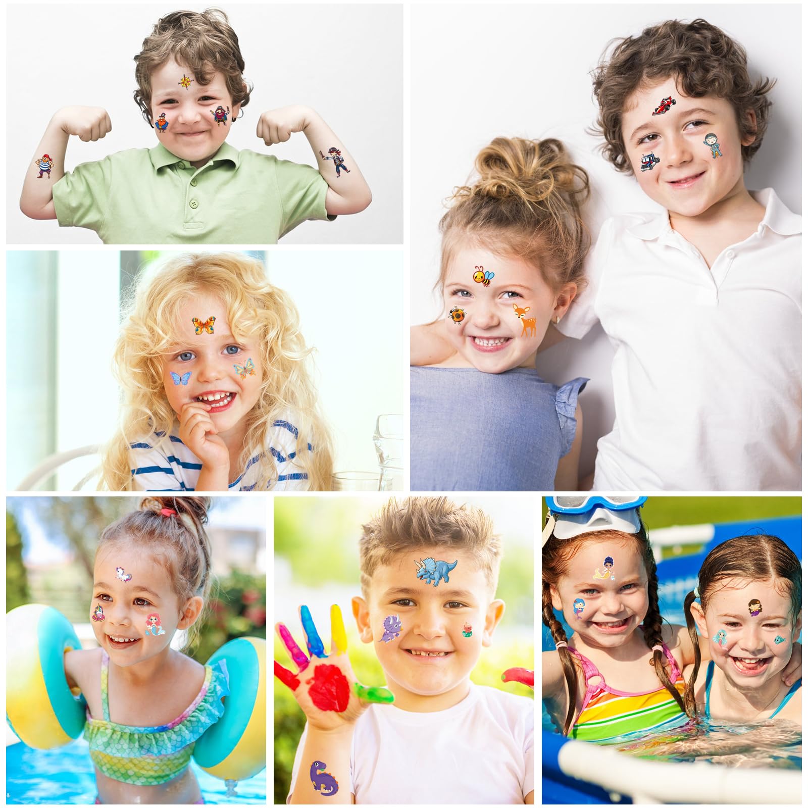 Assorted dinosaur and space themed temporary tattoos for children