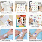 Variety of DIY tattoo stickers cut from 8.5x11 sheets