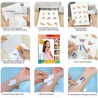 Variety of DIY tattoo stickers cut from 8.5x11 sheets