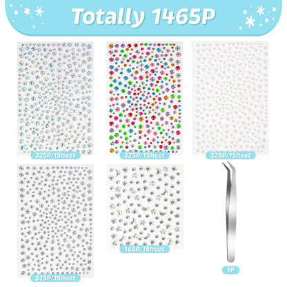 Close up of Vivinin self-adhesive face jewel shapes