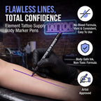 Close up of purple bold tip tattoo marker pen
