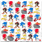 Close up of perforated Sonic, Shadow, and Tails temporary tattoo sheets