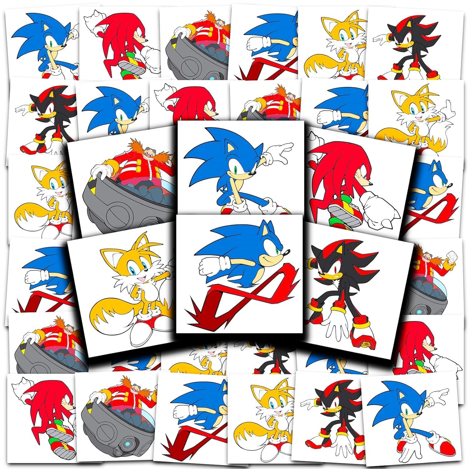 Full pack of 72 Sonic the Hedgehog tattoos for party favors