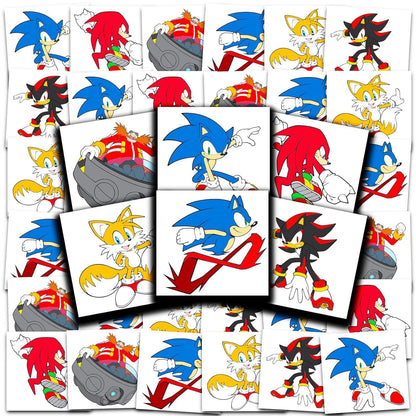 Full pack of 72 Sonic the Hedgehog tattoos for party favors