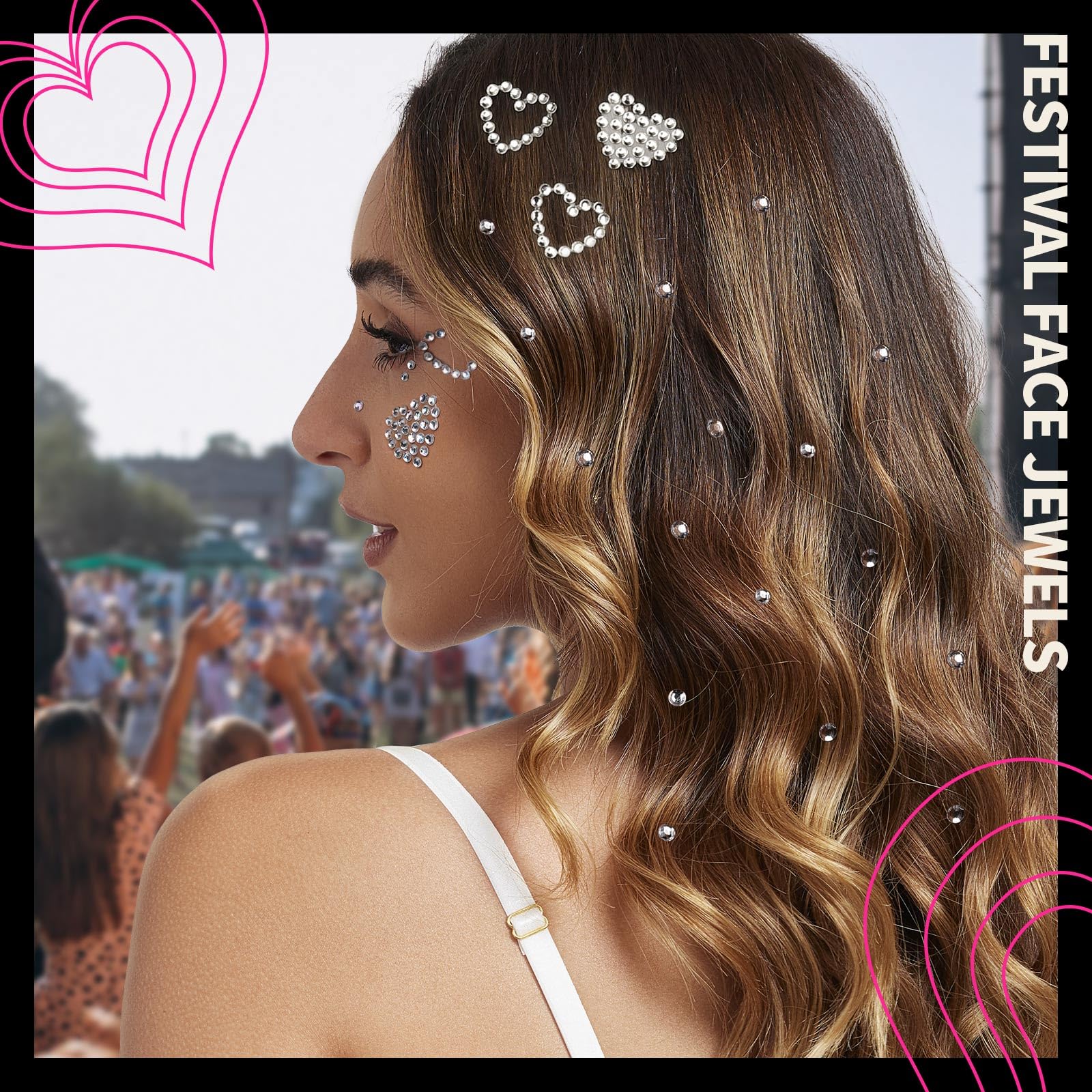 YGDZ self adhesive heart face jewels close up