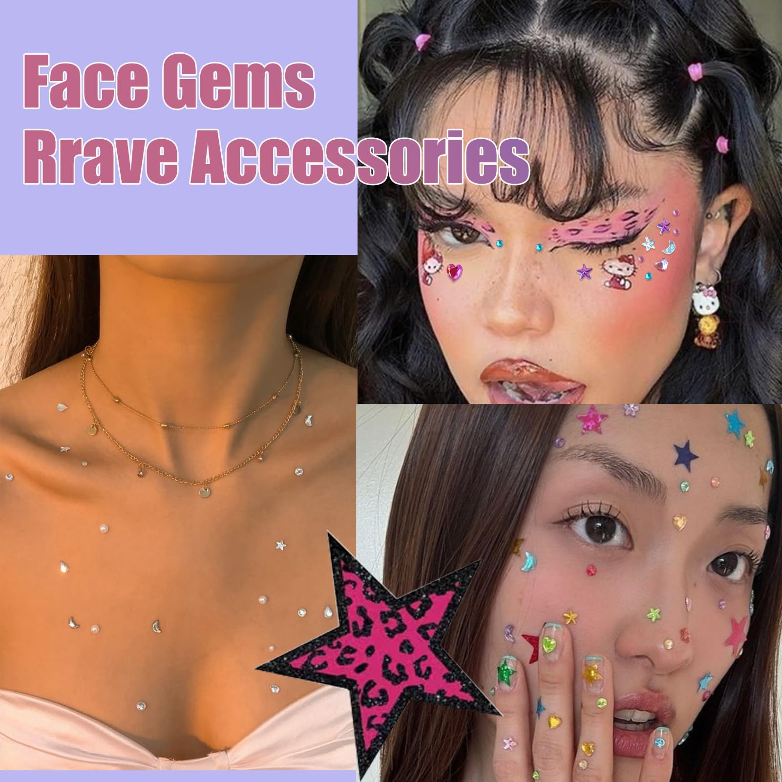 Model wearing Nooepc star and moon face stickers